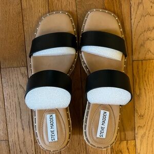 NEW Steve Madden black leather sandals